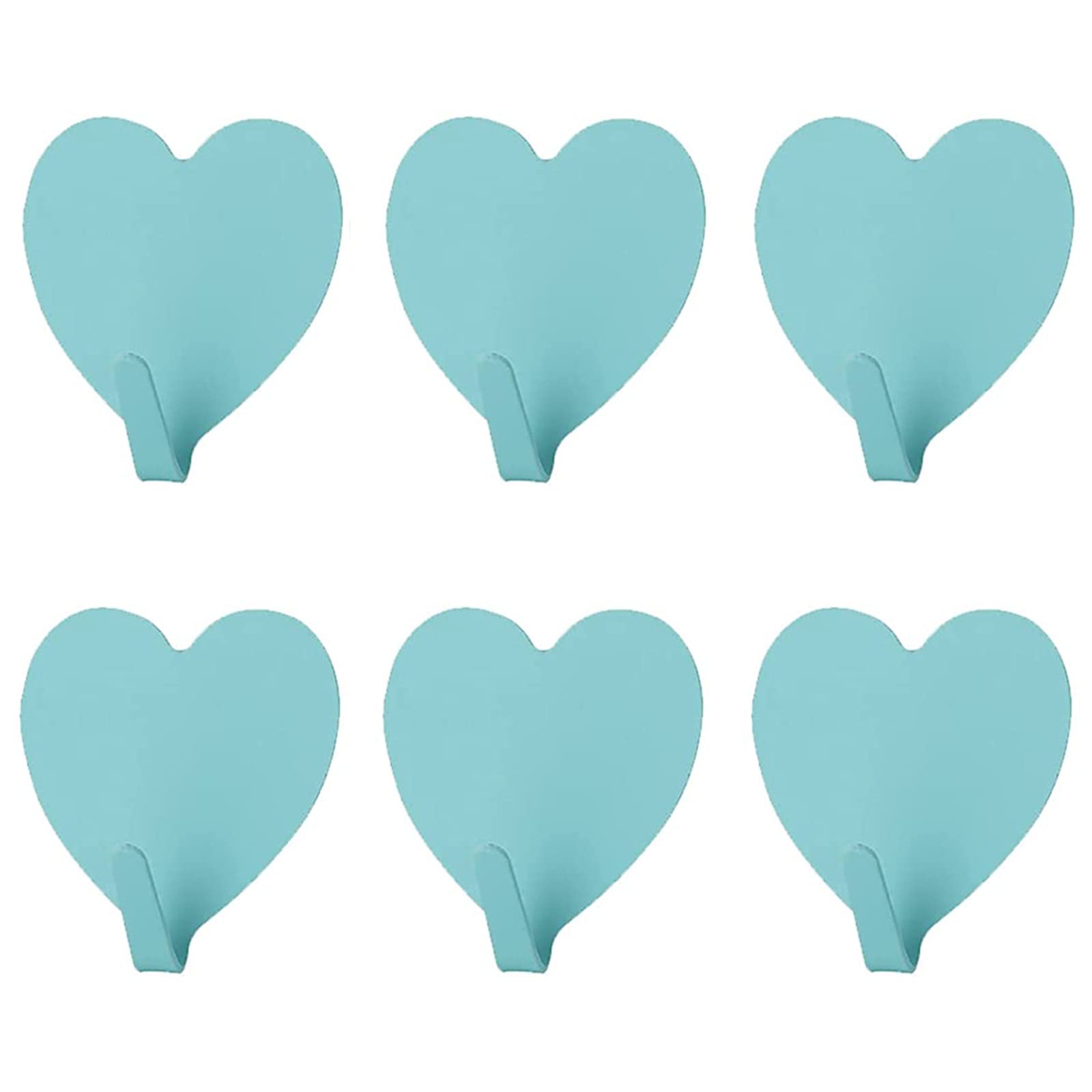 Heart Shaped Decorative Wall Hooks, Stainless Steel Strong Adhesive Wall Hook for Home Kitchen Bathroom Office (6 Pack)
