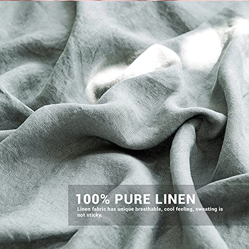 The 100% Linen Duvet Cover Set, 3 Pieces Belgian Flax Breathable Bedding,(1 Comforter Cover+2 Pillowshams) with Tie Closure Style