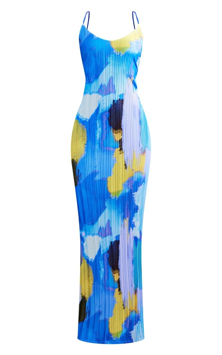 Women's Cowl Neck Dress Sexy Strap Shoulder Pleated Maxi Dress