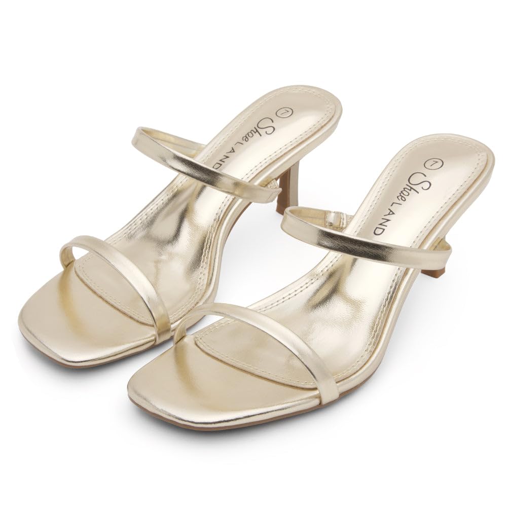 Women's Low Heels | Kitten Heel Sandals for Women | Open Toe Slip-On Slides | Two-Strap Heeled Mules