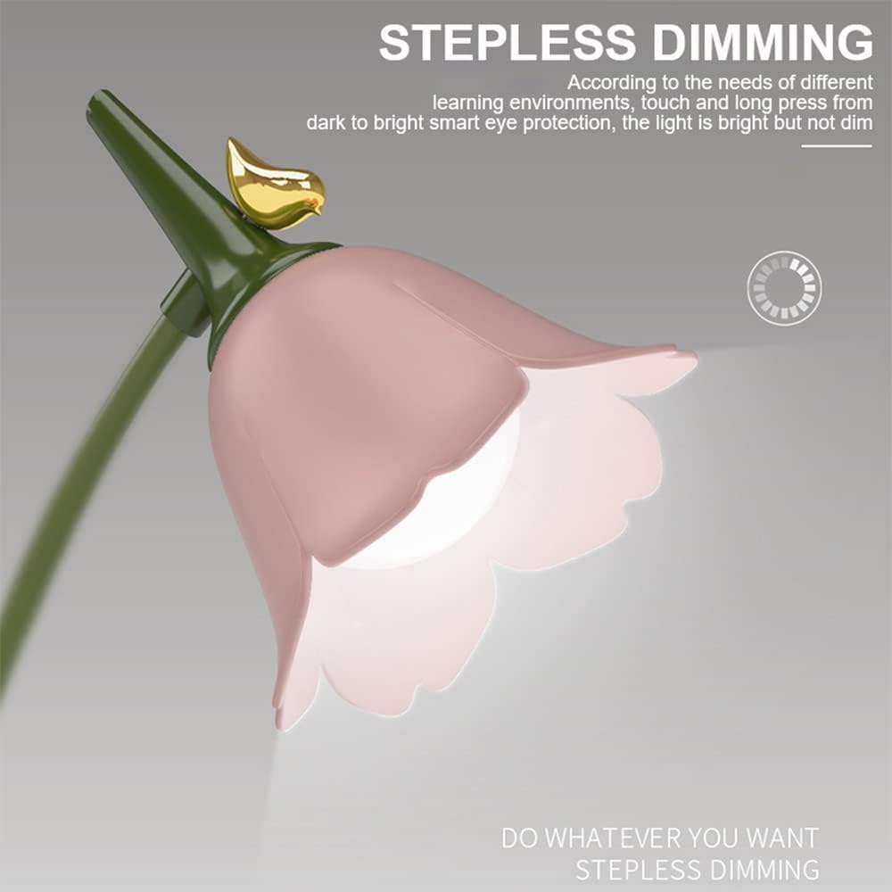 Flower LED Desk Lamp Cordless Table Light Adjustable Gooseneck Dimmable Touch Rechargeable Battery Student Bedroom Room Lighting Table Light House Decor