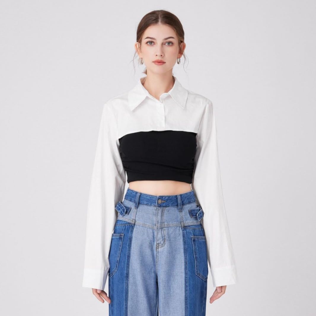 Fake Collar Long Sleeves Detachable Blouse False Collar Half Shirt Blouse Collar