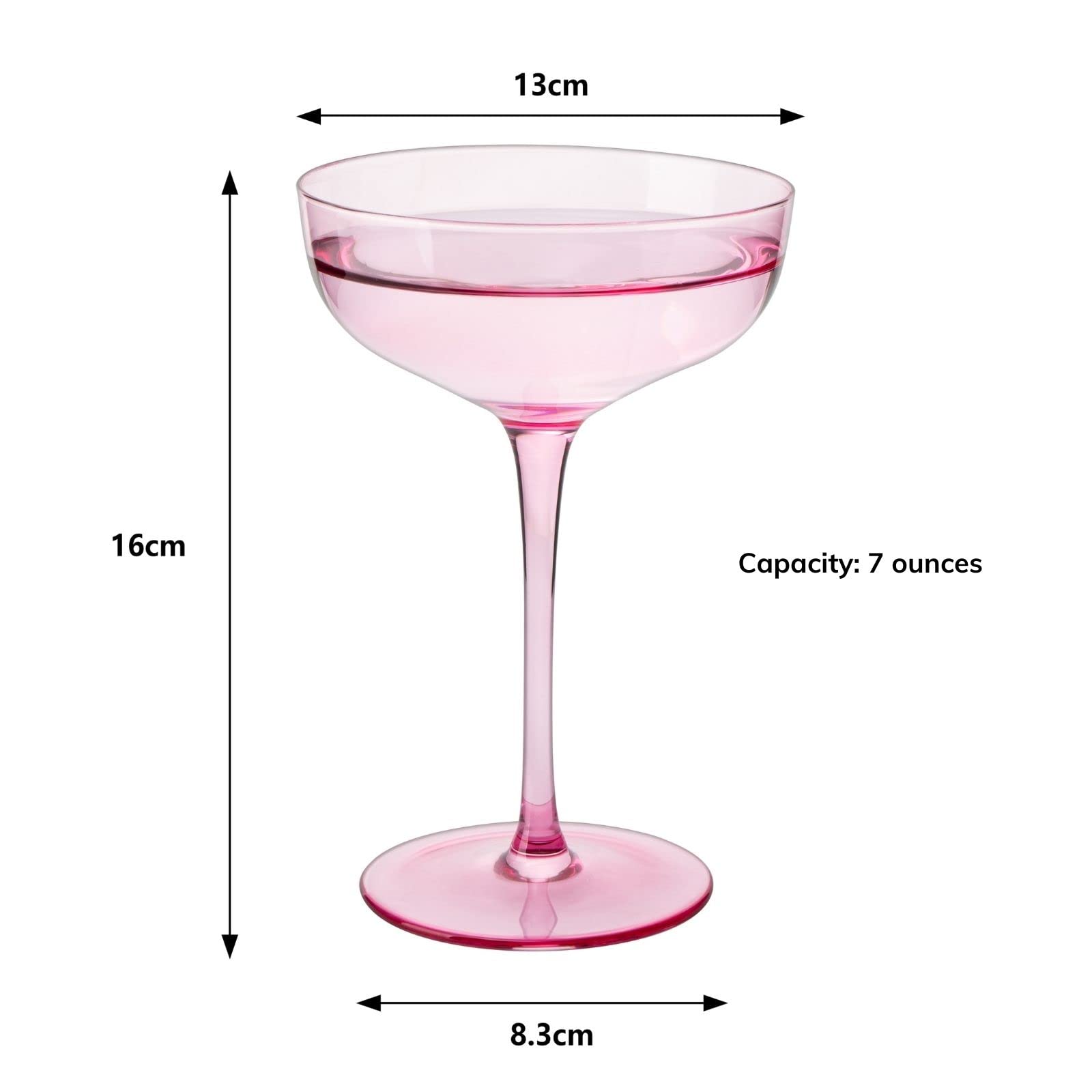 Colored Martini, Champagne and Cocktail Coupe Glass | 7oz