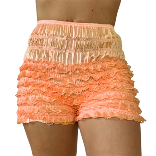 Womens Ruffle Bloomer Shorts Y2k Elastic Gingham Fruit Print Cute Frilly Lounge Sleep Pj Mini Micro Boy Shorts
