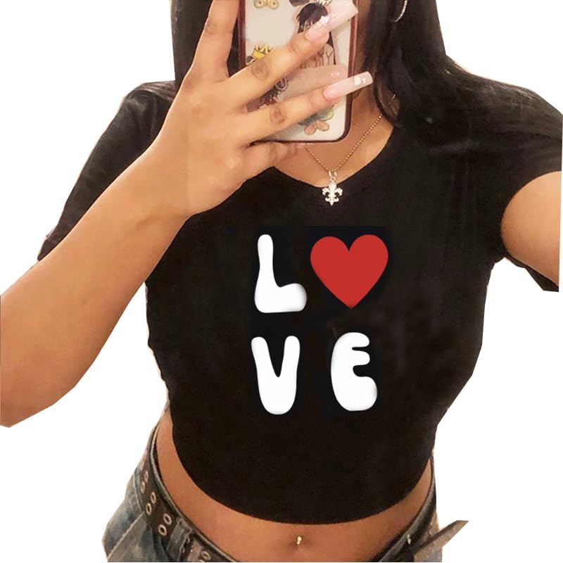 Girls Baby Tees Y2k Funny Graphic Short Sleeve Y2K Short Sleeve Graphic Crop Tops