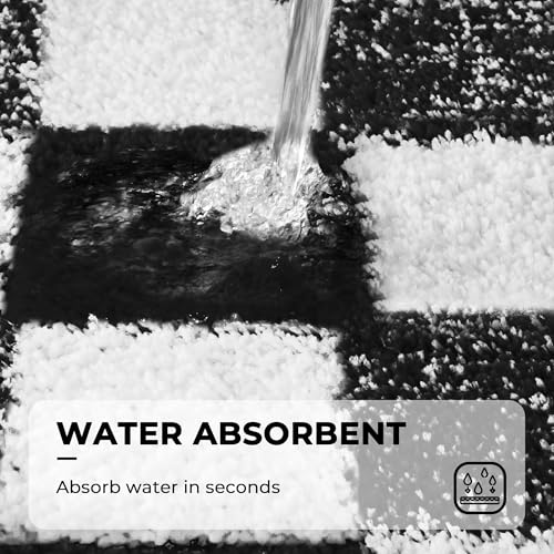 Checkered Bathroom Rugs, Fluffy Rug, Absorbent Microfiber Ultra Soft Bath Mat Washable, Non-Slip Bath Mats for Bathroom, Cute Floor Mat