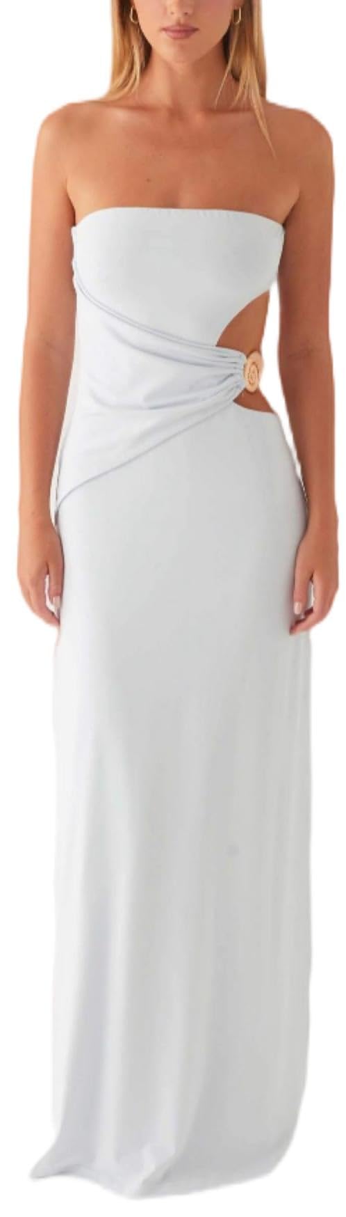 Sexy Cut Out Maxi Dress for Women Spaghetti Strap Backless Bodycon Dress Y2k Hollow Sleeveless Long Dress