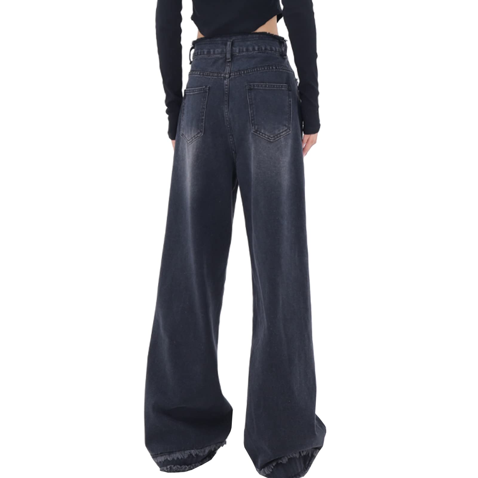 Y2K High-Waisted Baggy Jeans â€?Stretch Wide-Leg Denim