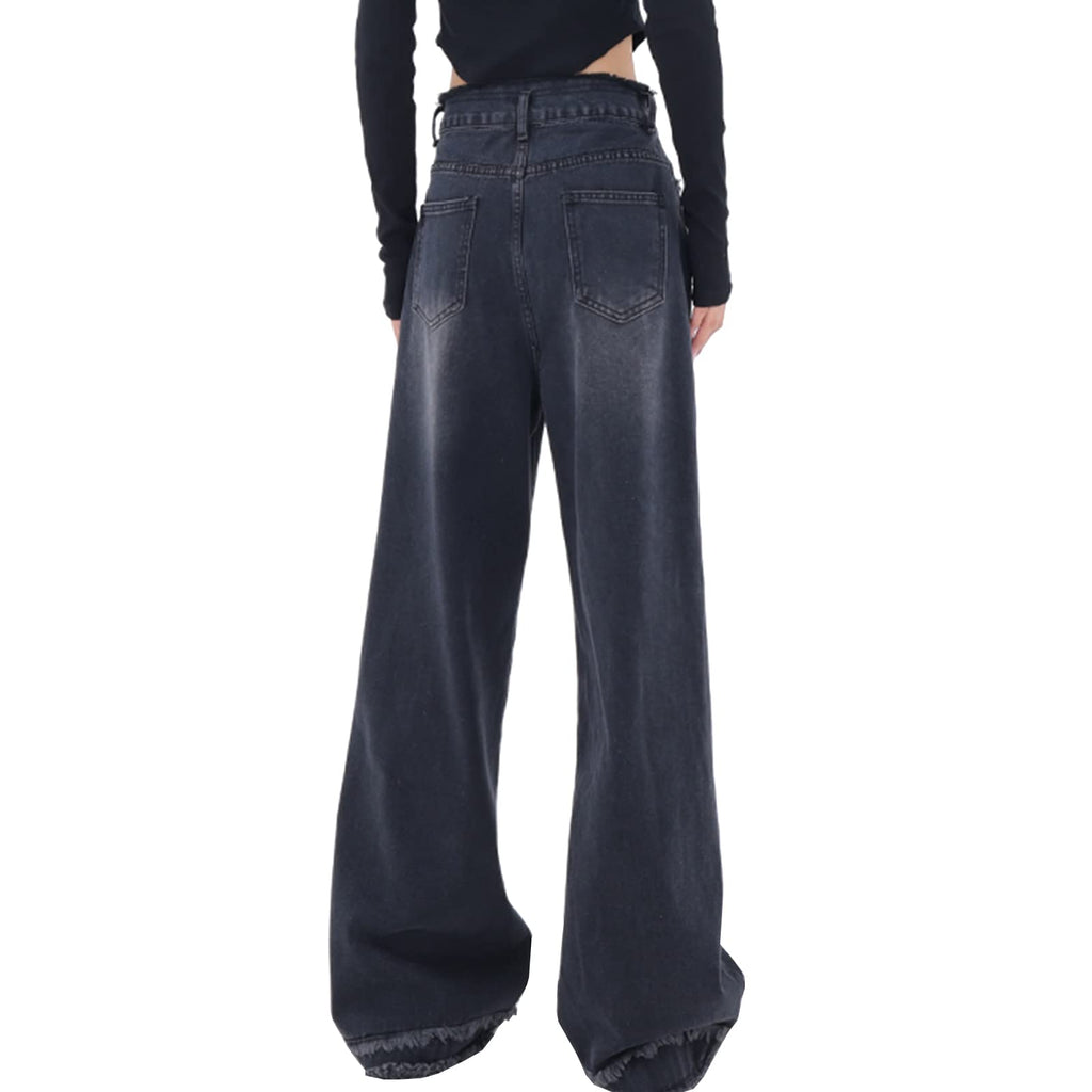 Y2K High-Waisted Baggy Jeans â€?Stretch Wide-Leg Denim