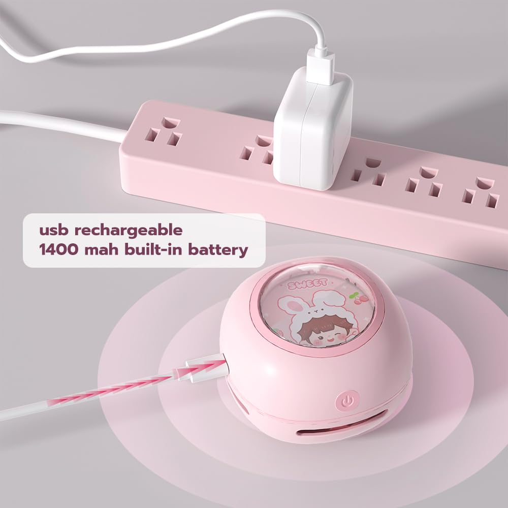 Desktop Vacuum Cleaner, Mini Table dust Sweeper Energy Saving, High Endurance up to 400 mins, 360º Rotatable Design for Keyboard/Home/School/Office