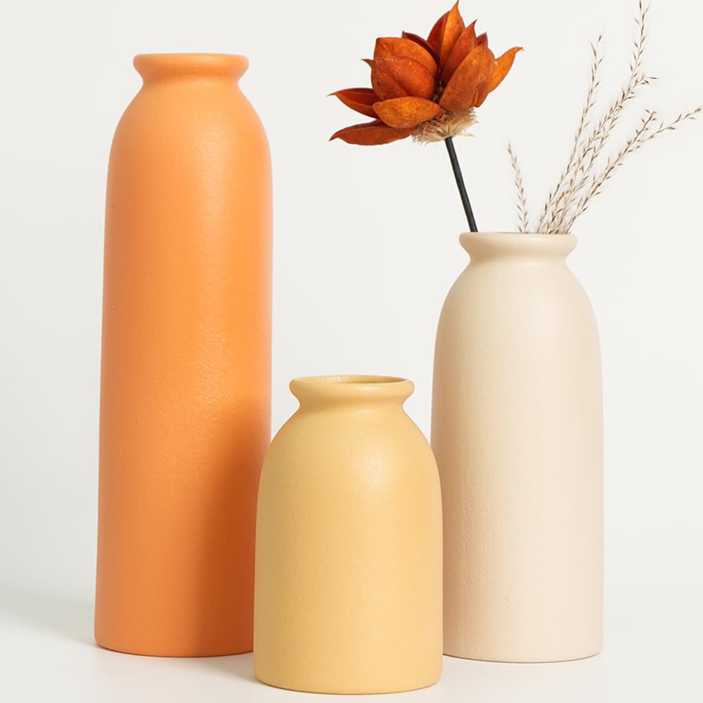 Tall Decorative Ceramic Vase Set, 3 Pieces