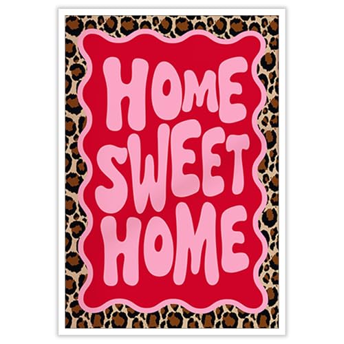 Vintage Leopard Wall Art Red Poster Fashion Cheetah Decor