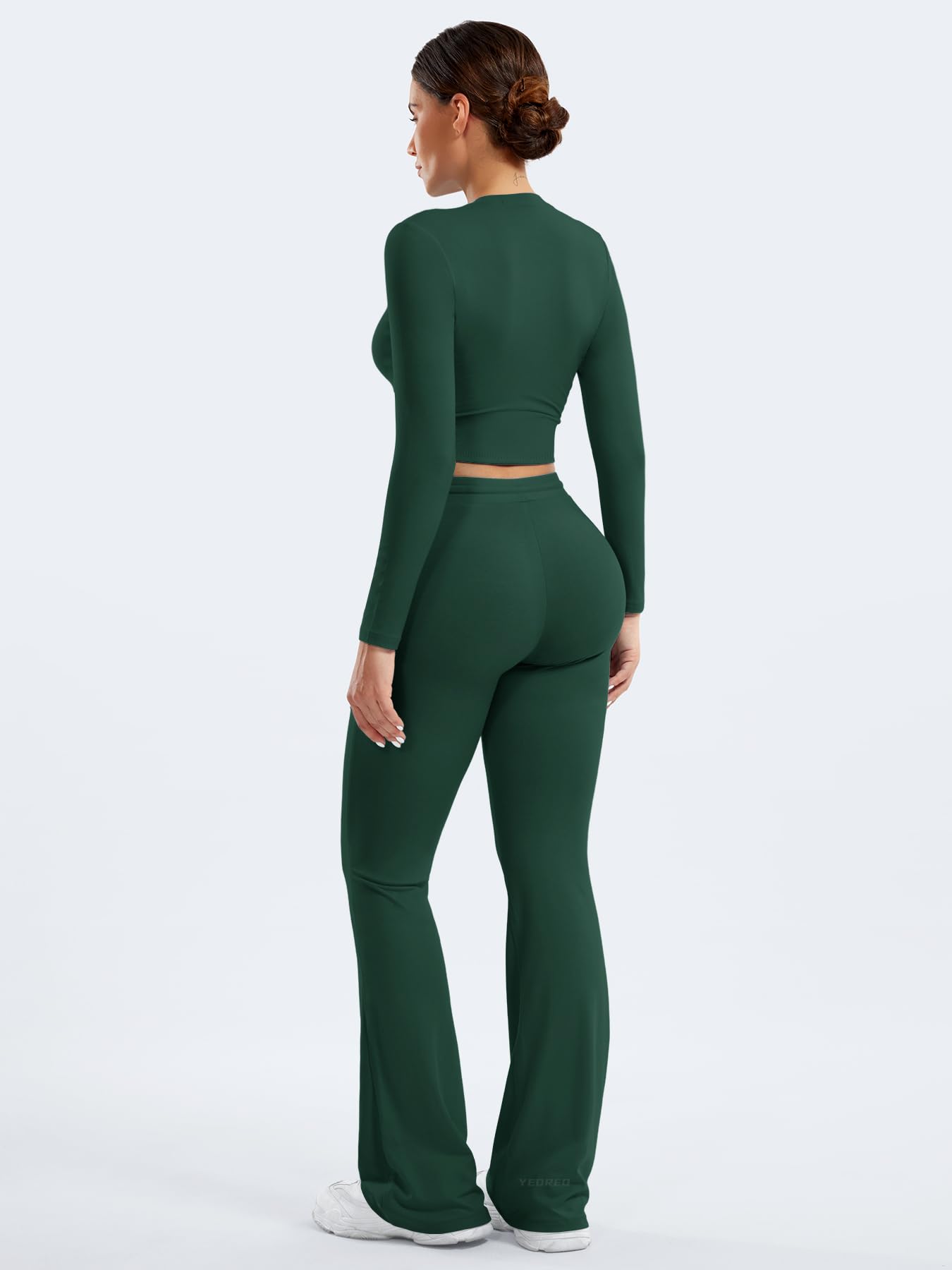 Two Piece Sets for Women Long Sleeve Tops Lounge Set Drawstring Wide Leg Pants Matching