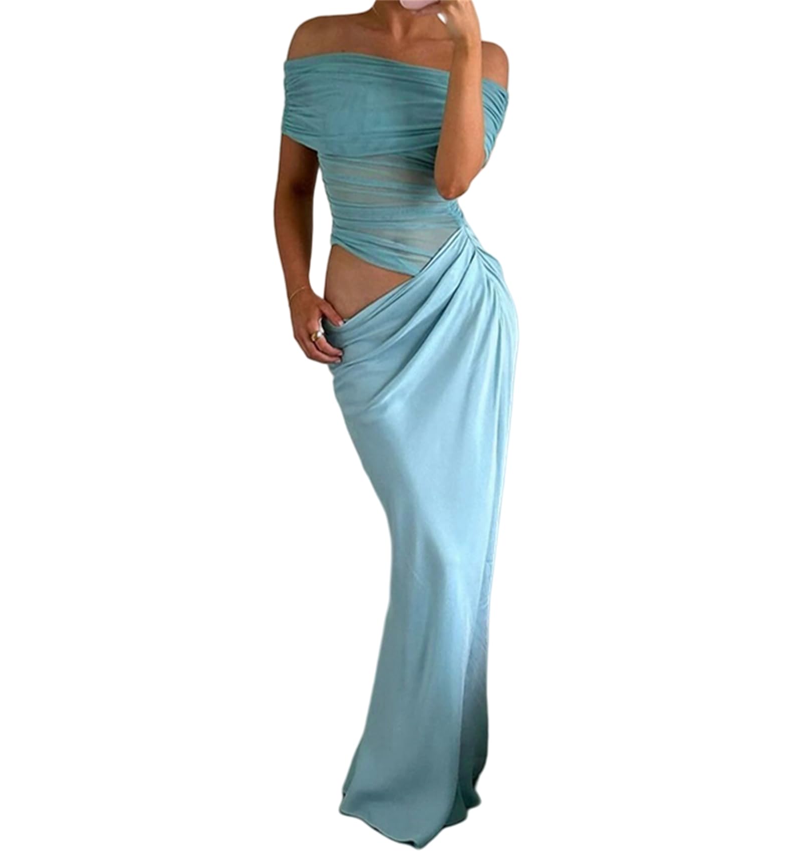 Women Sexy Hollow Out Maxi Dress Sleeveless Backless Lace Pachwork Bodycon Long Dress Y2k Dress