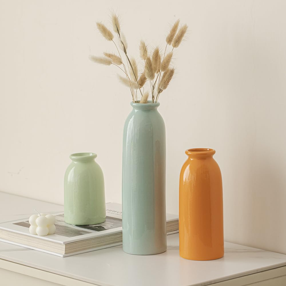 Tall Decorative Ceramic Vase Set, 3 Pieces