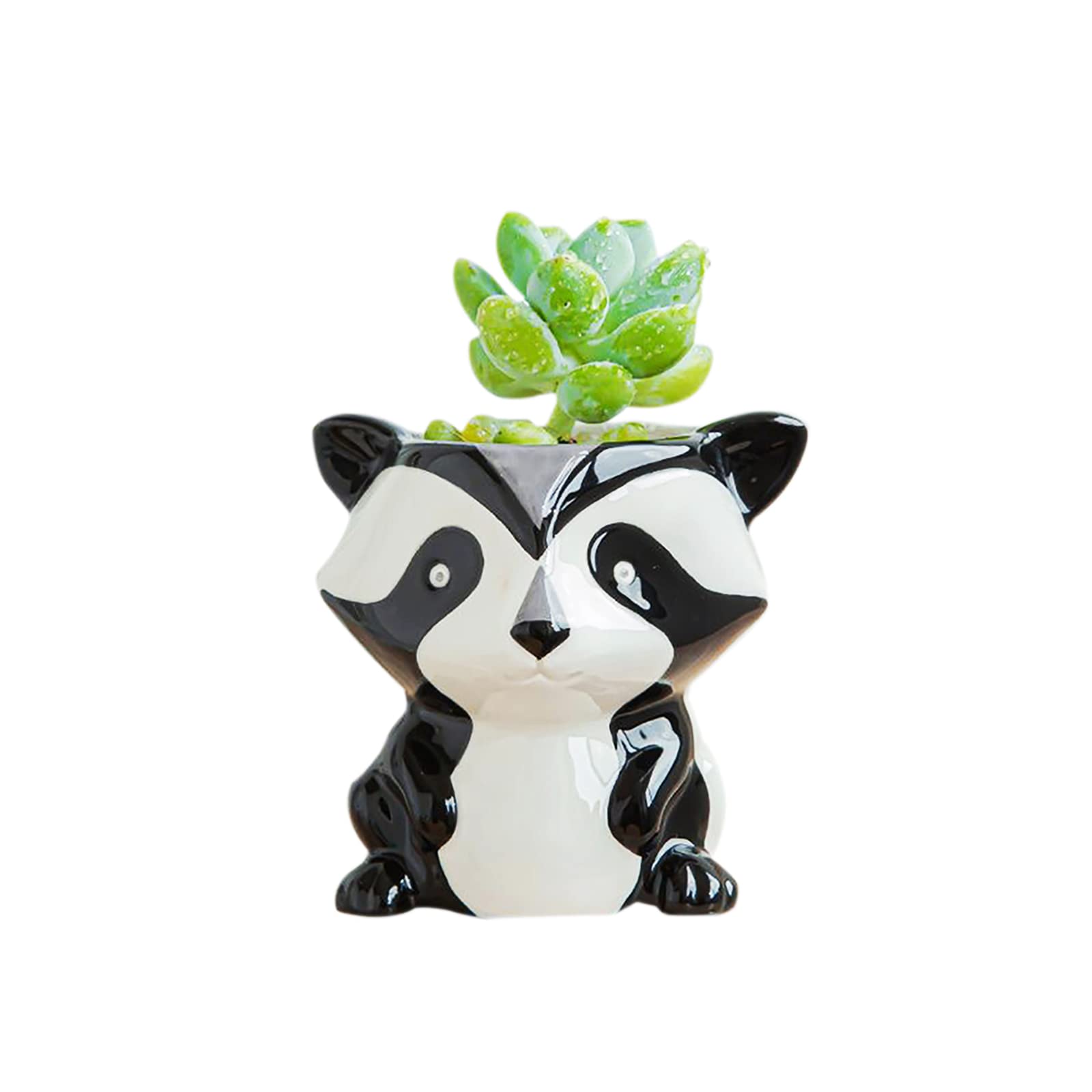 Cute Animal Ceramics Planter Small Succulent Pot Cartoon Shaped Plant Pot for Mini Plants Flower Cactus, Smooth Shiny Ceramic - Plants Not Included
