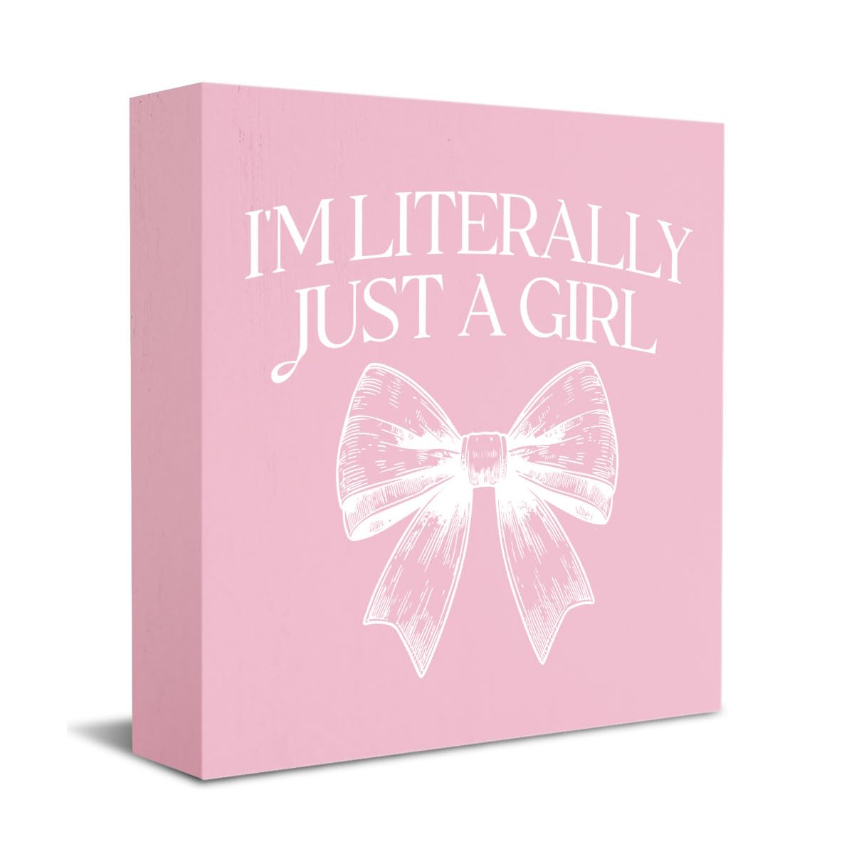 Pink Bow Coquette Room Decor - Wooden Box Sign Desk Decor