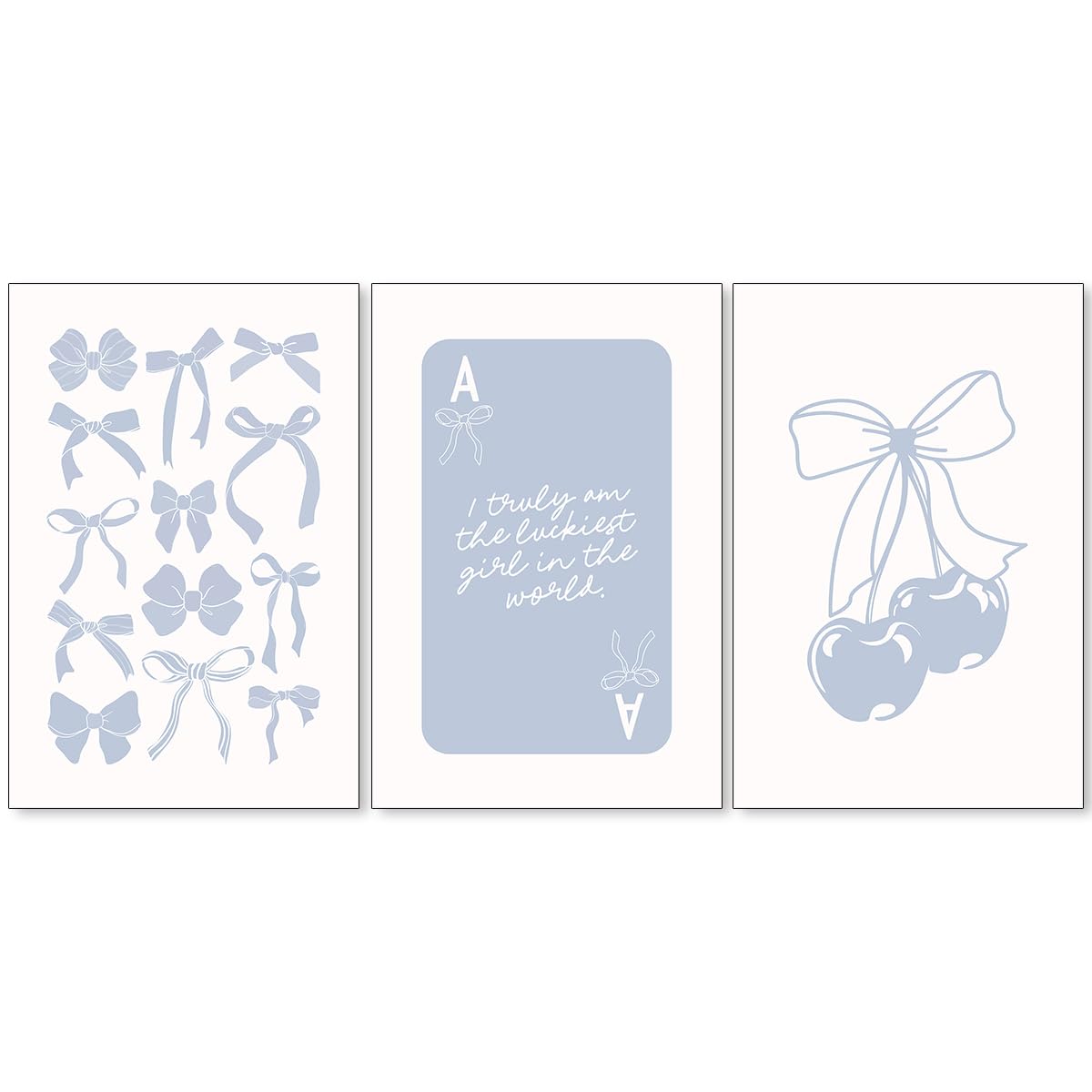 Coquette Bow Aesthetic Poster Preppy Wall Art Set of 3 Trendy Cute Canvas Prints