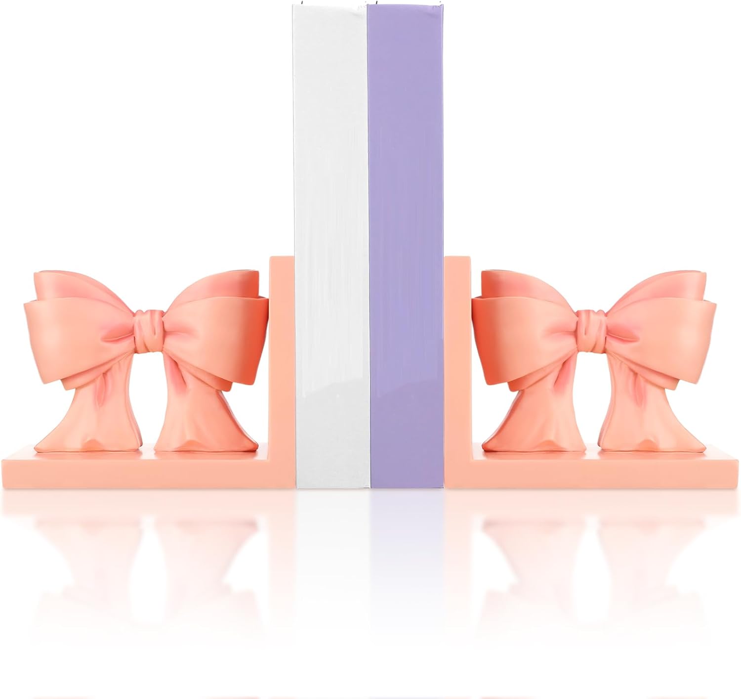 Pink Bow Bookends Coquette Home Decor Cute Sculpture Book Ends Resin - Bookends Shelves 2 Pcs