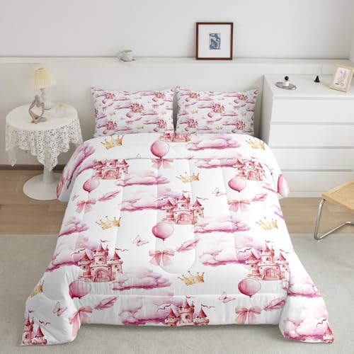 Cartoon Bowknot Comforter Set Pink Bow Tie Butterfly Knot Princess Bedding Set Floral Bow Comforter