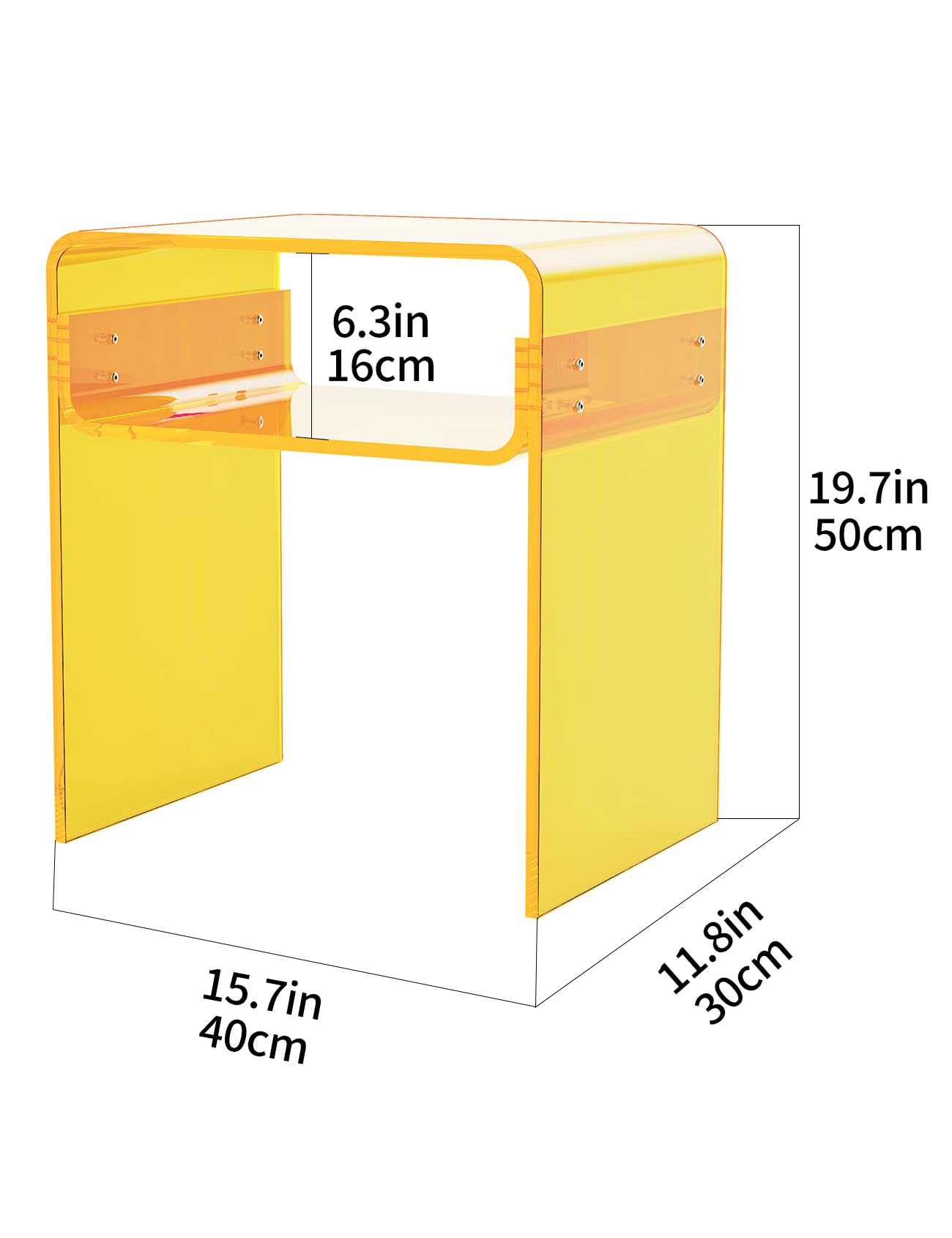 Clear Acrylic End Table 2-Tier Bedside nightstand