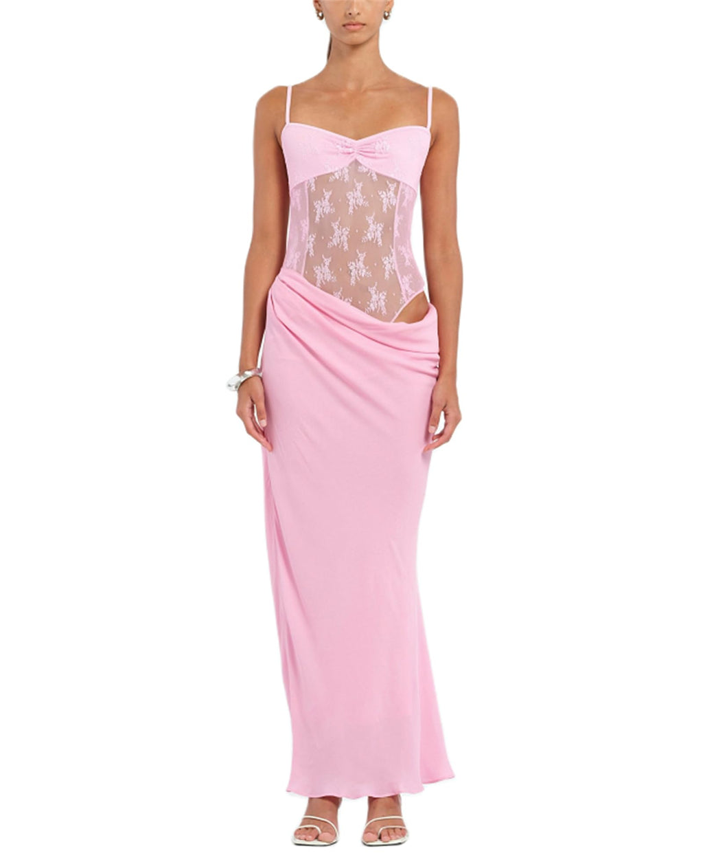 Women Sexy Hollow Out Maxi Dress Sleeveless Backless Lace Pachwork Bodycon Long Dress Y2k Dress