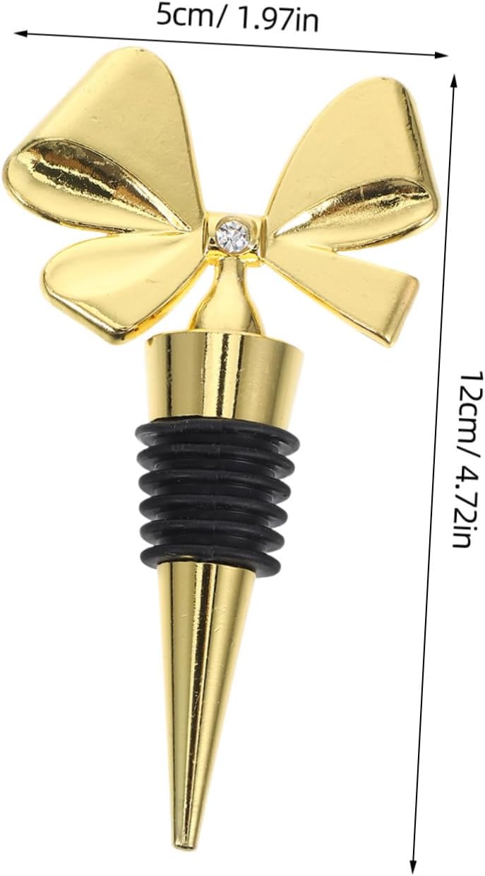 Gold Bow Shaped Bottle Stopper Alloy Silicone Wine Bottle Plug Decorative Wine Beverage Bottle Corks to Keep Fresh