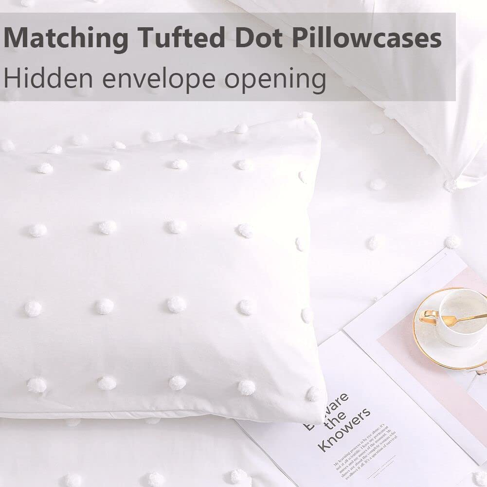 Comforter Set, 2 Pieces- Soft Cotton Lightweight Comforter with 1 Pillowcase, Chenille Dots All Season Down Alternative Comforter Set for Bedding