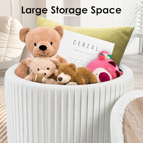 Set of 3 Velvet Round Storage Ottomans â€?Modern Upholstered Vanity Stool & Foot Rest with Hidden Storage