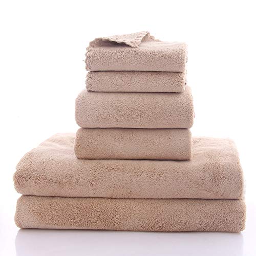 Ultra Soft Towel Set - Quick Drying - 2 Bath Towels 2 Hand Towels 2 Washcloths - Microfiber Coral Velvet Highly Absorbent Towel (6 Pcs)