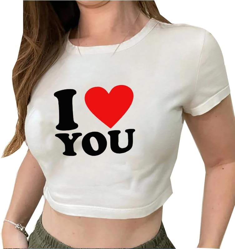 Girls Baby Tees Y2k Funny Graphic Short Sleeve Y2K Short Sleeve Graphic Crop Tops