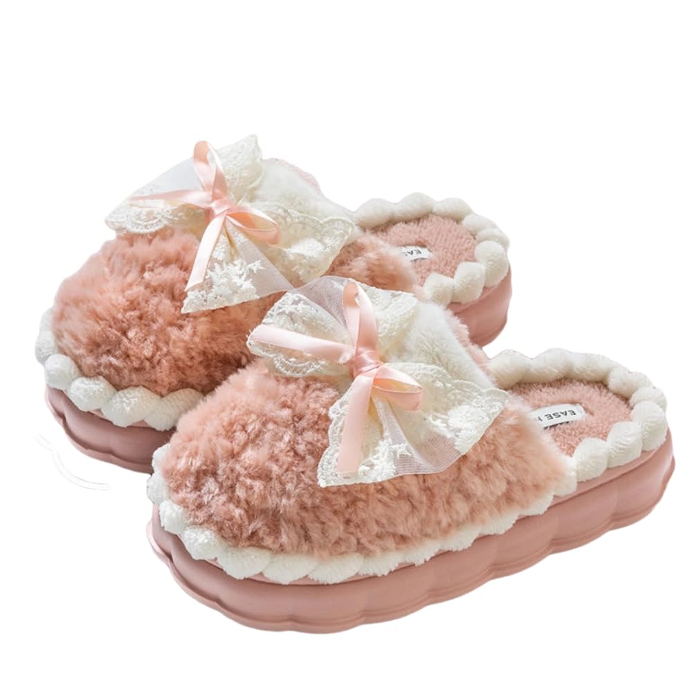 Cute Butterfly Fuzzy Women's Slippers Winter Fluffy Open Toe House Slippers Slip On Plush Bedroom Shoes