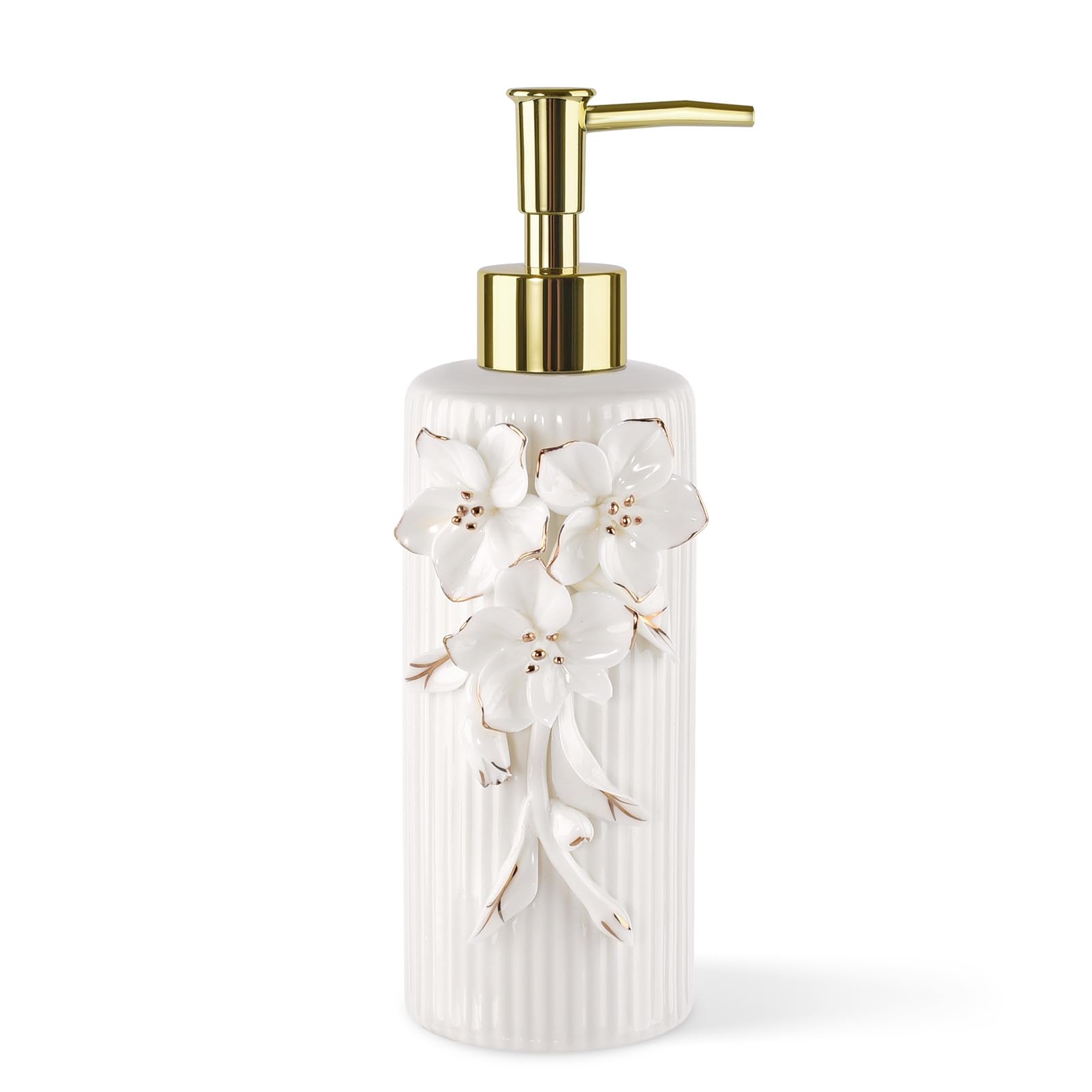 Handmade Ceramic Bow Soap Pump Dispenser Hand Lotion Liquid Dispenser Refillable for Kitchen and Bathroom Decorative