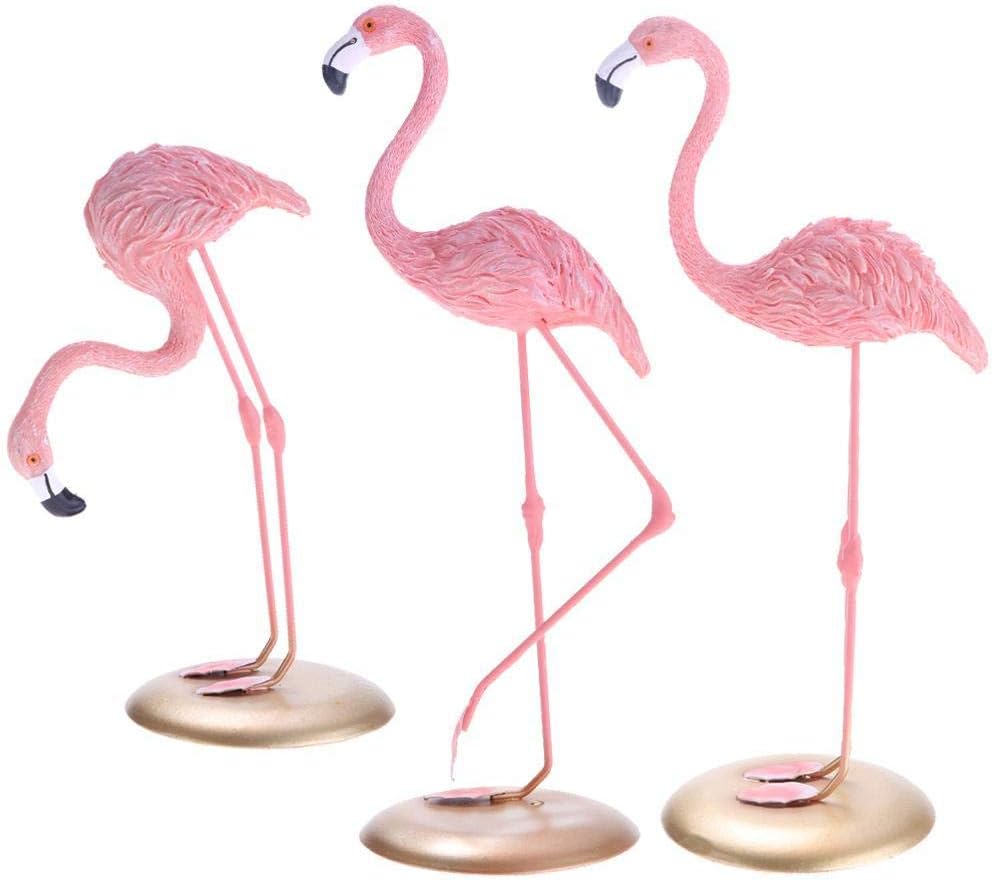 Flamingo Statues Flamingo Decor Home Desk Collectible Figurines Tabletop Gift 3Pcs Pink 7.8" H