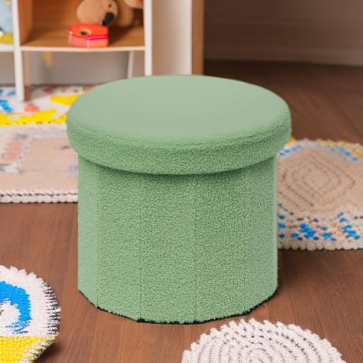 Flower-Shaped Storage Ottoman â€?Boucle Footstool & Seat for Living Room & Dorm