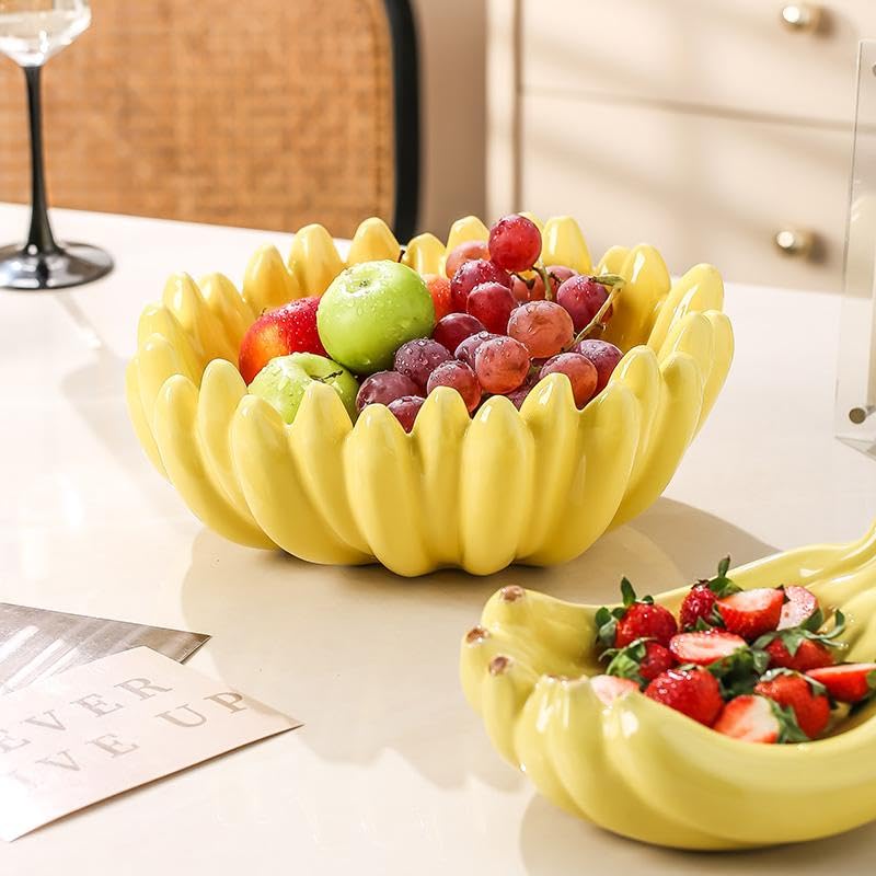 Ceramic Decorative Bowl Banana-Shaped Fruit Bowl