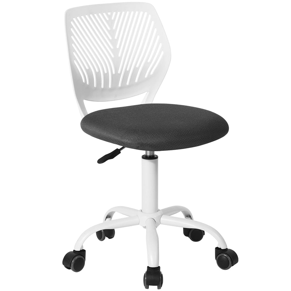 Study Desk Chair Armless Cute, Ergonomic Small Swivel Adjustable Rolling Lightweight Task Chair with Wheels and Mesh Padded Cushion