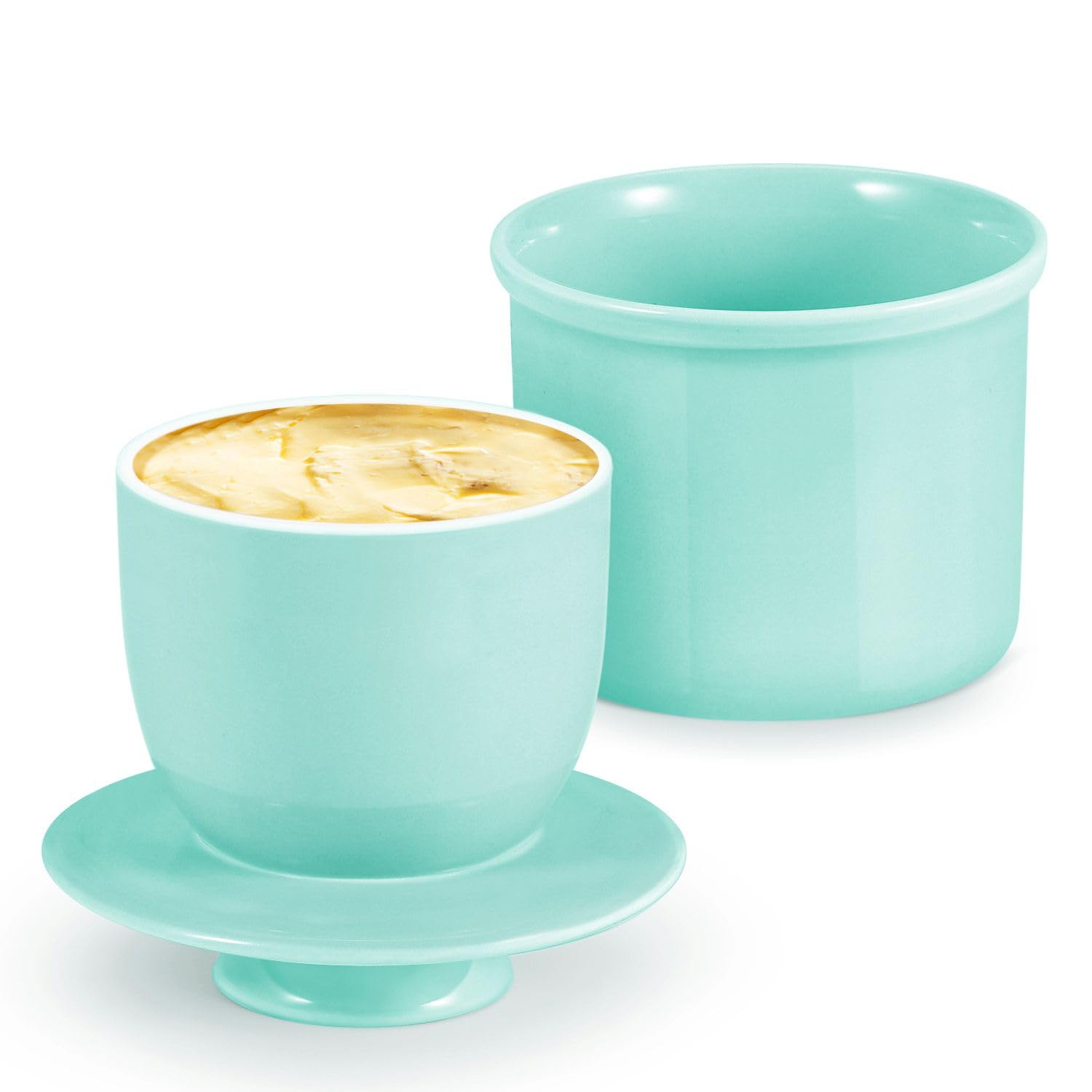 Porcelain French Butter Keeper Crocks with Lids â€?Set of 2 Farmhouse-Style Butter Dishes