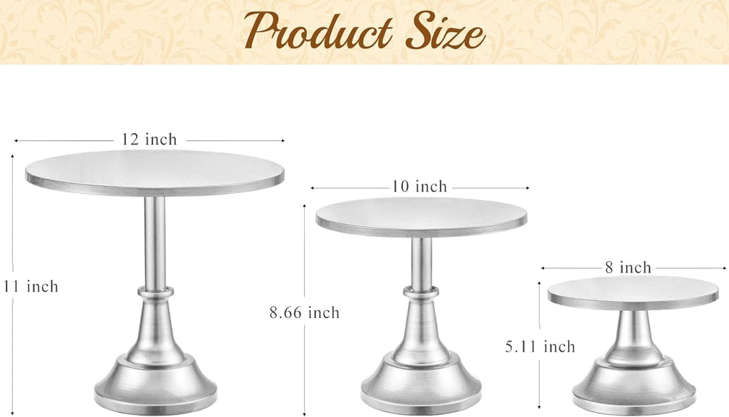 Cake Stand, Cake Stand Set Disc Diameter 8" 10" 12", Perfect Dessert Table Display Set, 3 Pcs