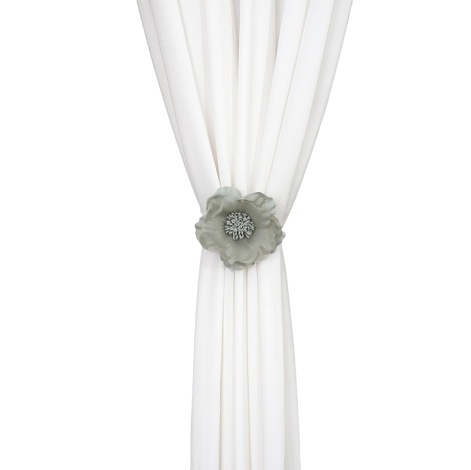 Elegant Pearl Magnetic Curtain Tieback with Handmade Flower Decorative Drapery Holdbacks Rope Holder