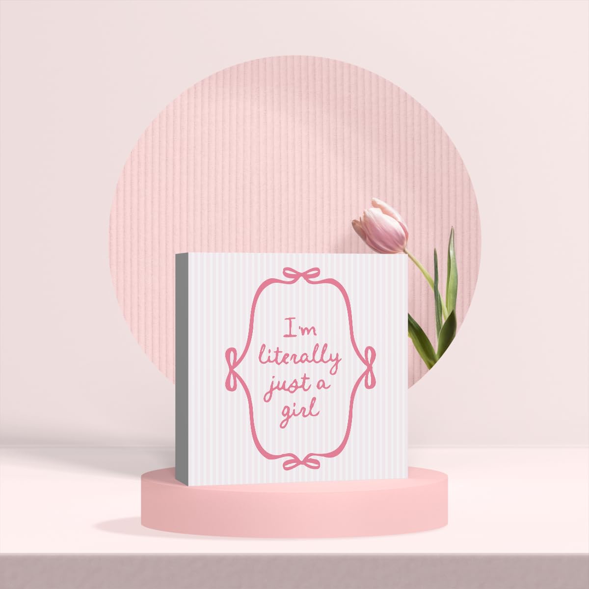 Pink Bow Coquette Room Decor - Wooden Box Sign Desk Decor