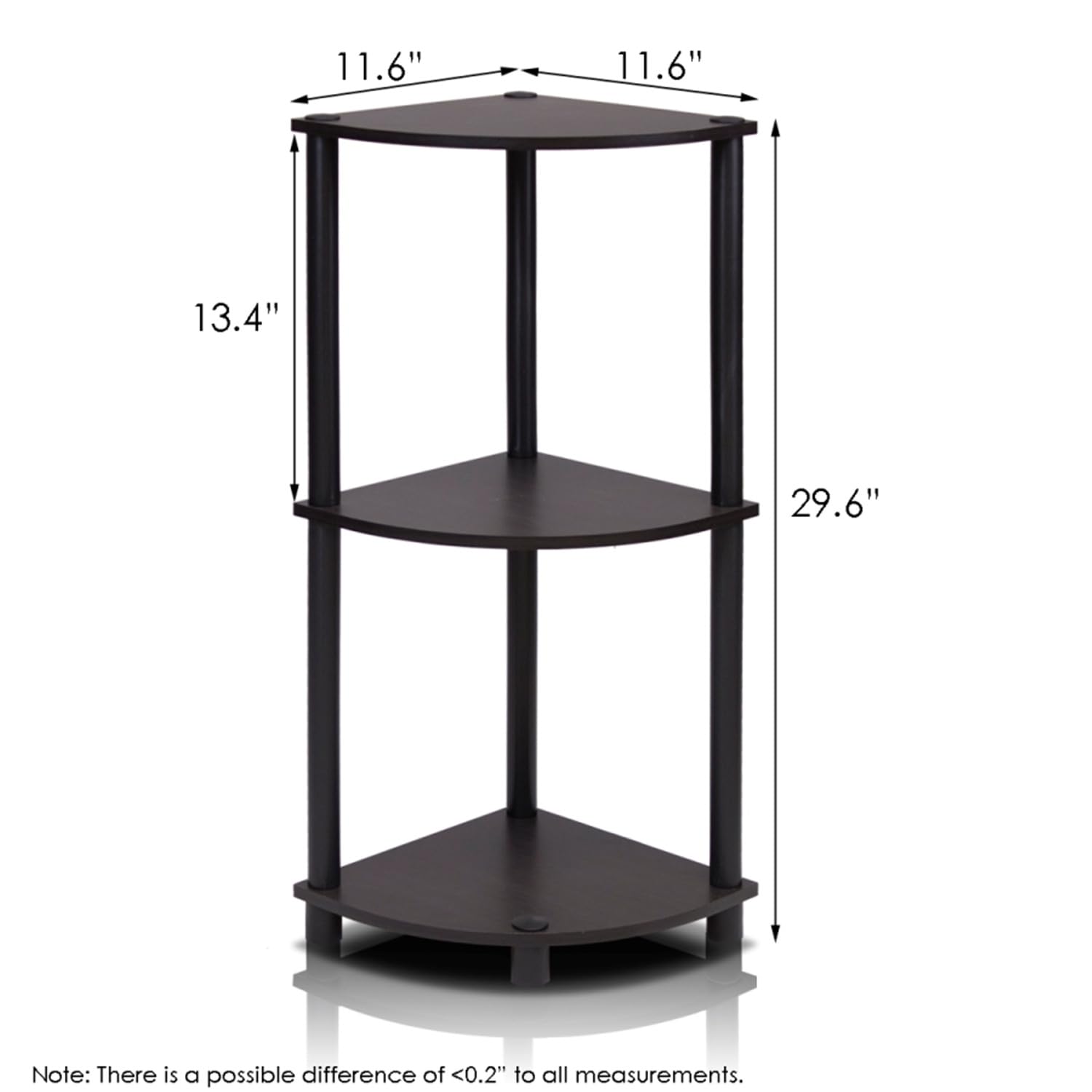 Three-Tier Round Tube Reversible Corner Display Rack Multipurpose Shelving Unit