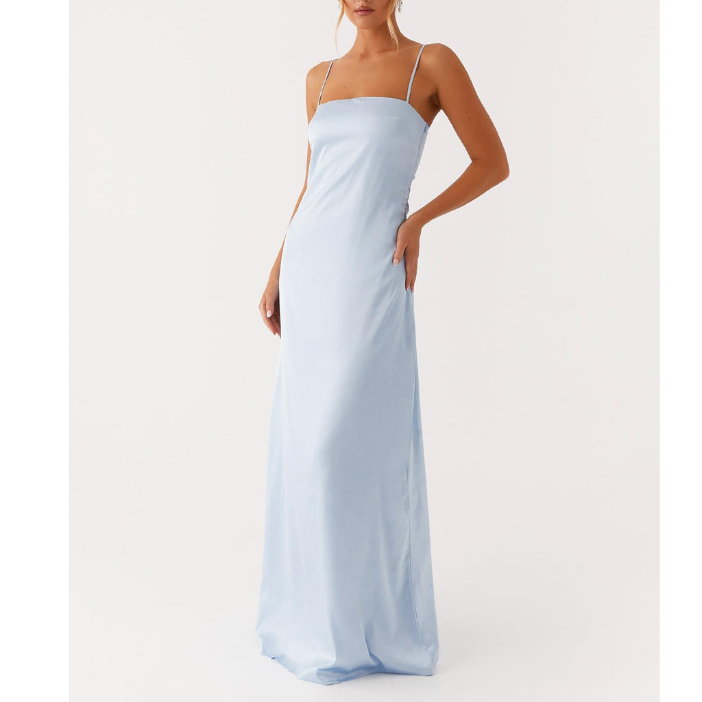 Women Floral Slip Dress Spaghetti Strap Maxi Dress Backless Slim Fit Long Dresses Flowers Print Going Out Dress