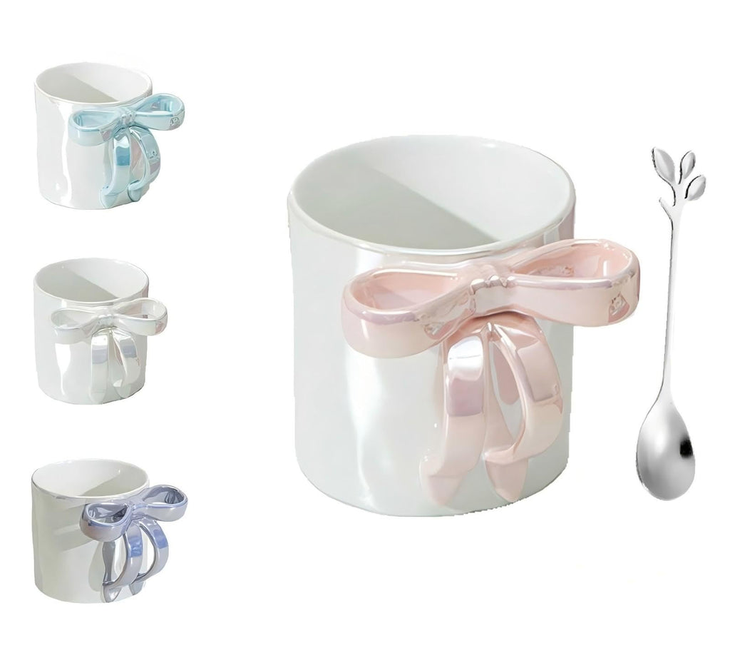 Ceramic Mug with Bow Ribbon Handle