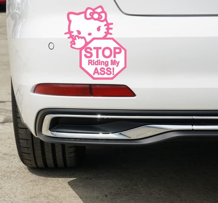 Hello Kitty Stop Riding My $ss, Pink Vinyl Decal, Sticker for Cars, Windows, Laptops and More