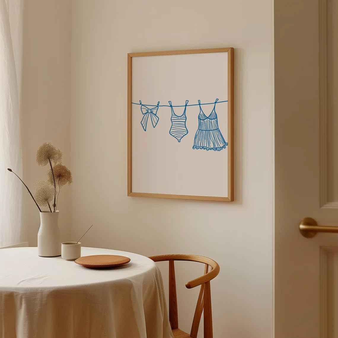 Coquette 6pcs Blue Bow Canvas Wall Art Preppy Decor Trendy Red Cherry Mirror Posters Room Decoration Unframed