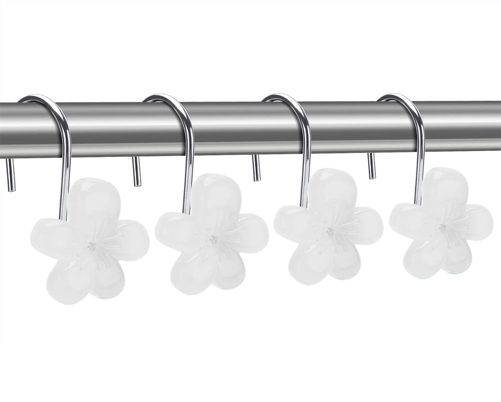 Cute Flower Shower Curtain Hooks, Pretty Floral Themed Elegant Bathroom Decor