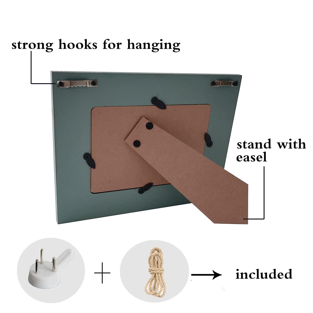 Love Picture Frame with Heart for Table Top and Wall Mounting-Distressed Wooden Photo Frame HD Glass Inside