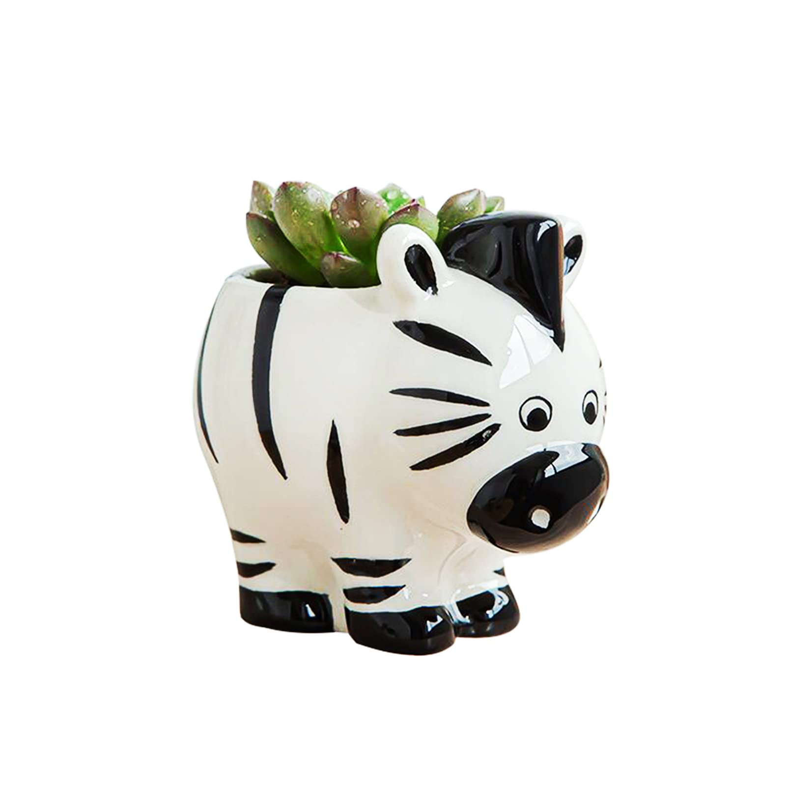 Cute Animal Ceramics Planter Small Succulent Pot Cartoon Shaped Plant Pot for Mini Plants Flower Cactus, Smooth Shiny Ceramic - Plants Not Included