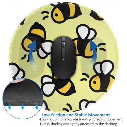 Round Mouse Pad Desk Top - Stitched Edges 8 X 8 Inch